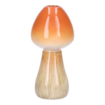 Vaso di fungo in ceramica RADOMILA, arancio-beige, 16cm, Ø7,5cm