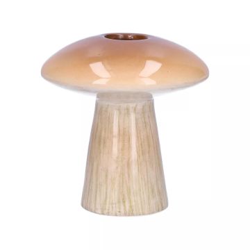 Portafiori RAIMUNDE in ceramica, a forma di fungo, marrone-beige, 9,5cm, Ø9cm