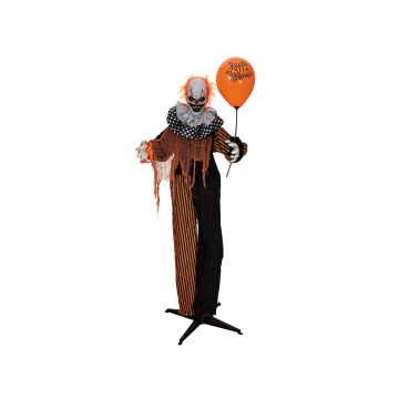 Clown terrificante di Halloween MAMORUN, palloncino, funzione movimento-suono, LED, 80x40x170cm