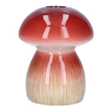 Vaso in ceramica REFELINDE, a forma di fungo, rosso-beige, 12 cm, Ø9,5 cm