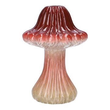 Portafiori RICHLINDE, ovolo malefico, ceramica, scanalature, rosso scuro-beige, 21cm, Ø15cm