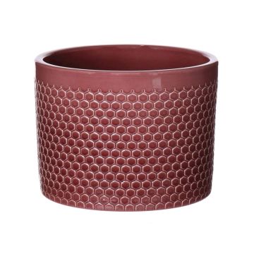 Vaso da piante in ceramica CINZIA, motivo a puntini, rosso merlot, 25,5cm, Ø28cm