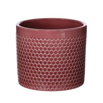 Vaso da piante in ceramica CINZIA, motivo a puntini, rosso merlot, 12,3cm, Ø13,5cm