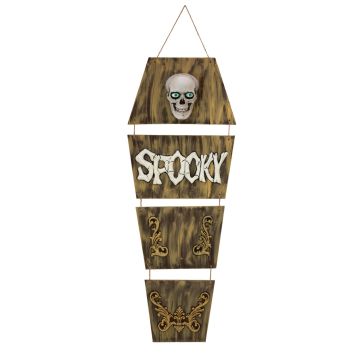 Feretro fantasma di Halloween ULBERT con teschio, appeso, funzione suono e movimento, LED, 150cm