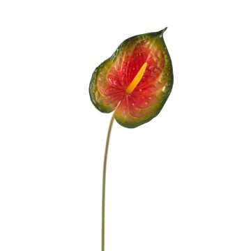 Anthurium artificiale JASMINA, verde-rosso, 75cm, 14x18cm