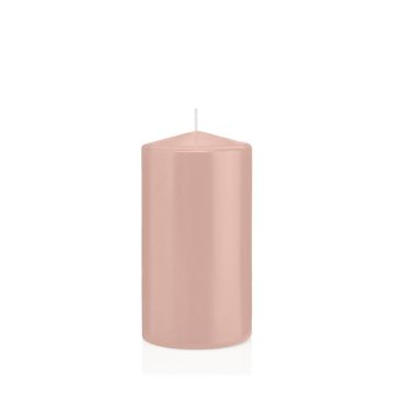 Candela a colonna MAEVA, rosa pallido, 15cm, Ø8cm, 69h - Made in Germany