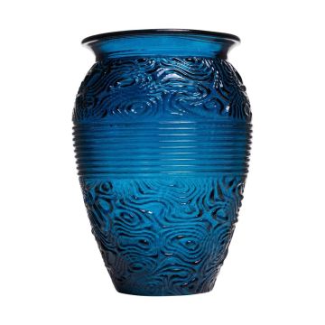 Vaso da tavolo in vetro OLALLA con bordo ornamentale, blu-trasparente, 20,7cm, Ø14,7cm