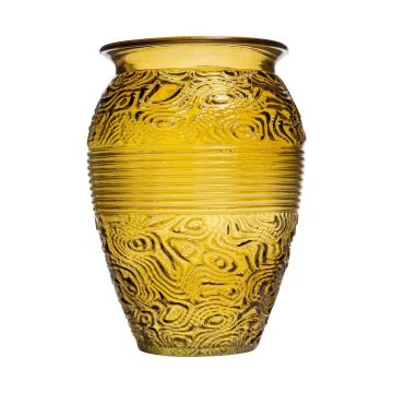 Vaso da tavolo in vetro OLALLA con bordo ornamentale, giallo-trasparente, 20,7cm, Ø14,7cm