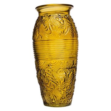 Vaso da tavolo in vetro OLALLA con bordo ornamentale, giallo-trasparente, 27,3cm, Ø12,5cm