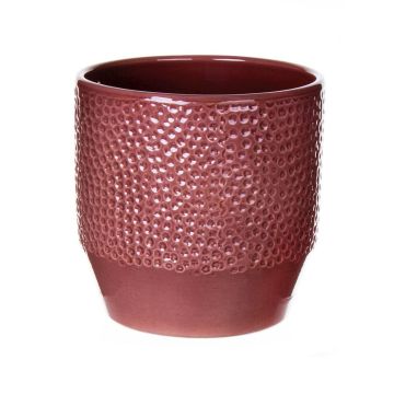 Vaso da piante in ceramica BIHAM, motivo martellato, rosso merlot, 16cm, Ø17,5cm