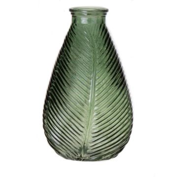 Bottiglia decorativa in vetro NELLOMIO con struttura a foglie, verde-trasparente, 23cm, Ø14cm