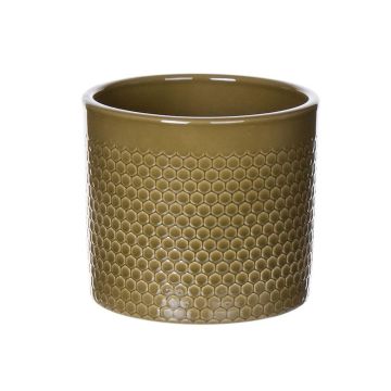 Vaso da piante in ceramica CINZIA, motivo a puntini, kaki, 22cm, Ø23cm