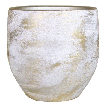 Vaso da piante in ceramica AETIOS, colore sfumato, bianco-oro, 34cm, Ø34cm