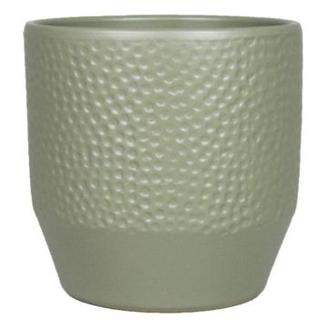 Vaso da piante BIHAM, ceramica, motivo martellato, verde oliva opaco, 16cm, Ø17,5cm