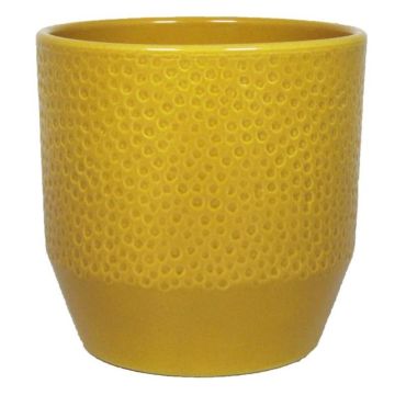 Vaso da piante BIHAM, ceramica, motivo martellato, ocra, 16cm, Ø17,5cm