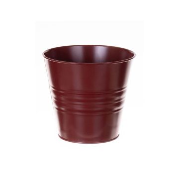 Vaso rotondo di zinco MICOLATO con scanalature, marsala, 12cm, Ø13,5cm