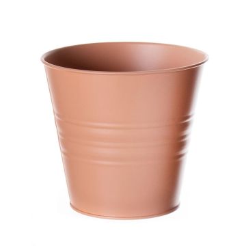 Vaso rotondo in zinco MICOLATO con scanalature, terracotta, 12cm, Ø13,5cm