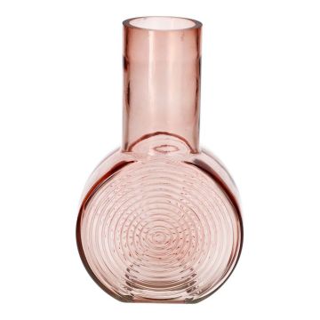 Vaso decorativo rotondo ORESTINO di vetro, rosa-trasparente, 14x7,5x22,5cm