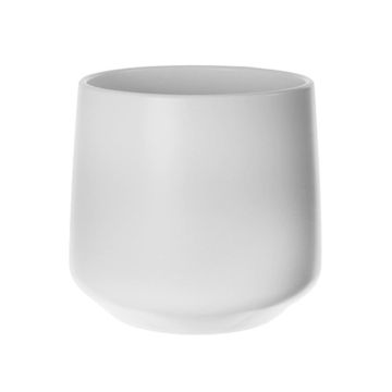 Cachepot ZIOKA in ceramica, bianco opaco, 15,8 cm, Ø18 cm