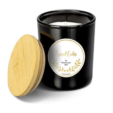 Candela profumata MELIDA in vetro, Spiced Cookie, bianco e nero, 9,3cm, Ø7,9cm, 35h