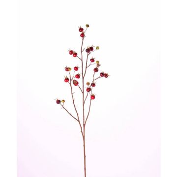 Ramo artificiale di rosa villosa GERDA con frutti, rosso, 110cm