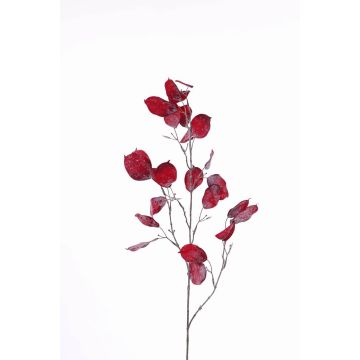 Ramo finto di lunaria TROND, ghiacciato, rosso, 105cm