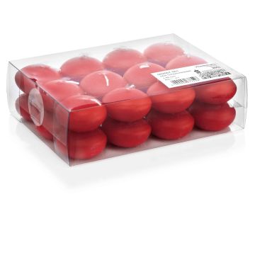 Set di 24 candele galleggianti / Lumini ORNELLA, rosso, 2,8cm, Ø4,5cm, 4h