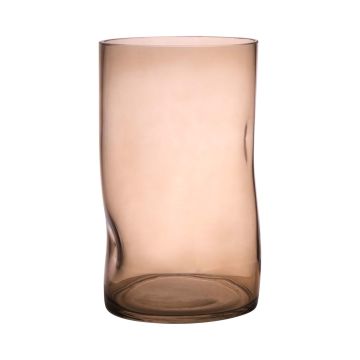 Vaso decorativo di vetro OBDULIA con ammaccature, beige-trasparente, 25cm, Ø15cm