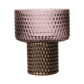 Vaso di vetro MARICHU con struttura, oro-rosa-trasparente, 19cm, Ø16,5cm