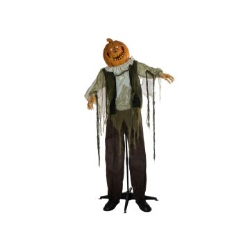 Zucca scheletro zombie di Halloween GRIMALDO, funzione movimento-suono, LED, 170cm, 170cm