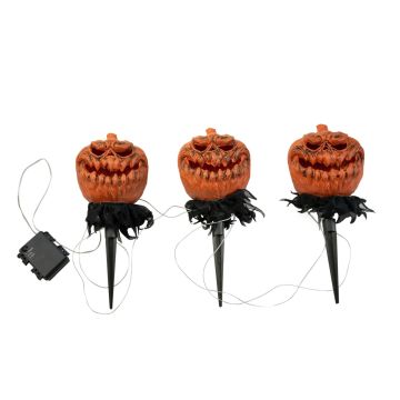 Luci a bastoncino da zuccha di Halloween JERVIS con picco di terra, LED, 3 pezzi, 40cm