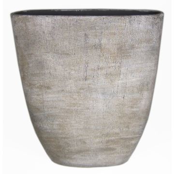 Vaso ovale in ceramica AGAPE granulato, bianco-marrone, 51x17x57cm