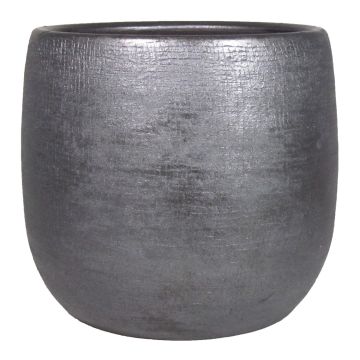 Vaso di ceramica AGAPE granulato, nero, 14cm, Ø15,5cm