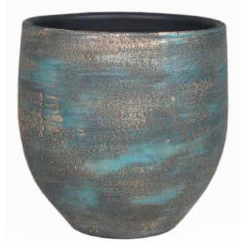 Vaso da fiori in ceramica AETIOS, sfumatura di colore, blu-oro, 16cm, Ø17cm