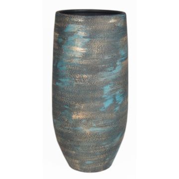 Vaso per fiori in ceramica AETIOS, sfumatura di colore, blu-oro, 45cm, Ø20cm