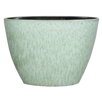 Fioriera ovale ELIEL in ceramica, maculato, verde menta-bianco, 32x15x22cm