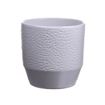 Vaso da piante in ceramica BIHAM, motivo martellato, grigio chiaro, 13,2cm, Ø13,5cm