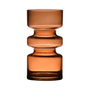 Vaso di vetro TAMLIN, arancione-marrone-trasparente, 17cm, Ø9cm