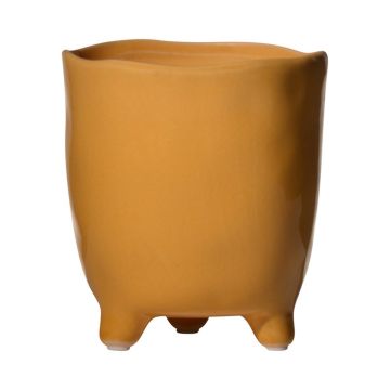 Vaso da fiori in ceramica CATIA con piedi, arancione-marrone, 10cm, Ø12cm