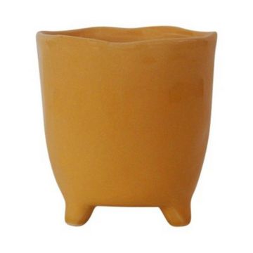 Vaso da fiori in ceramica CATIA con piedi, arancione-marrone, 15cm, Ø13,5cm