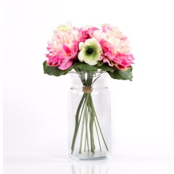 Bouquet di peonie artificiali MADDIE anemone, rosa-bianco, 30cm, Ø20cm