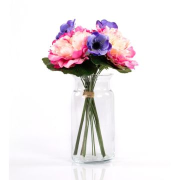 Bouquet di peonie artificiali MADDIE anemone, rosa-blu, 30cm, Ø20cm