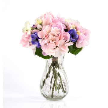 Bouquet di ortensie artificiali PENELOPE anemone, rosa-blu, 30cm, Ø20cm