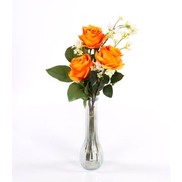 Bouquet di rose artificiali SIMONY con accessori, arancione, 45cm, Ø20cm