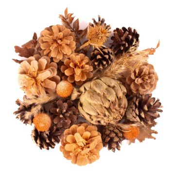 Potpourri autunnale YIDU, pigne di abete, rami secchi, marrone-arancione-verde, 250g